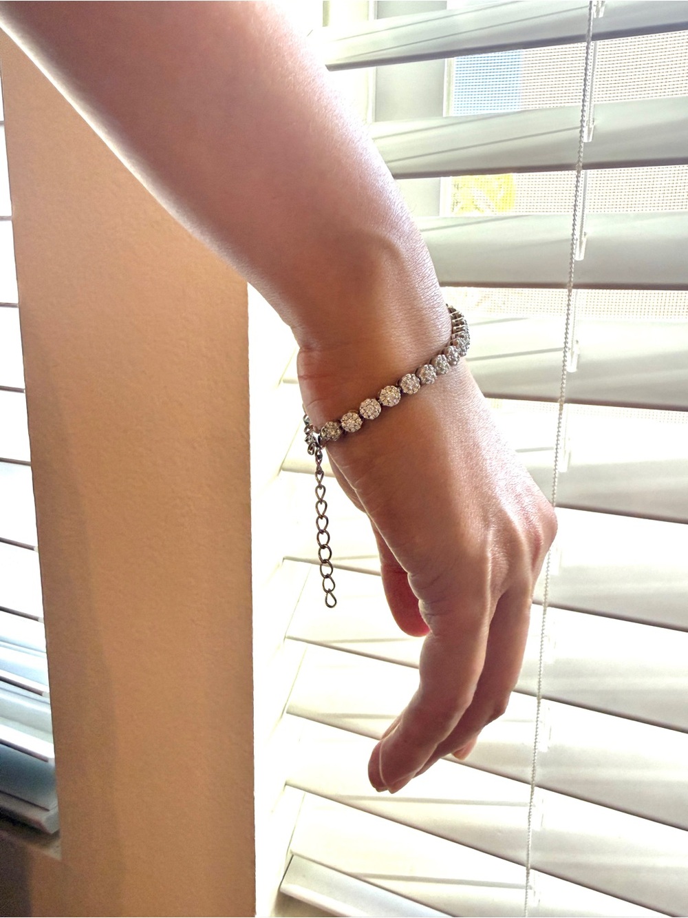 18k Gold Plated S925 Tennis Bracelet with Brilliant Diamond Halo - Picture 8 of 12